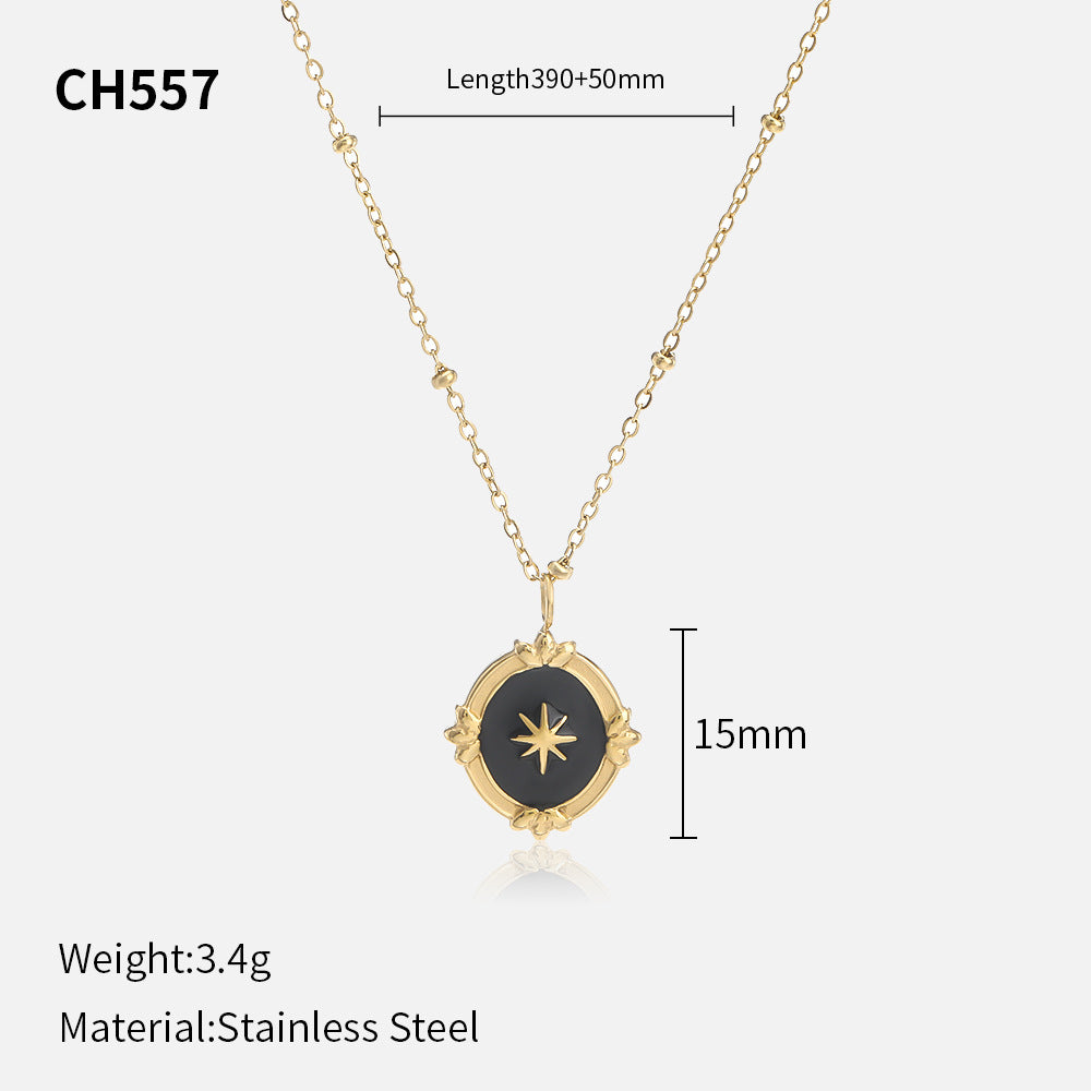Wholesale  Retro Emerald Stainless Steel Necklace