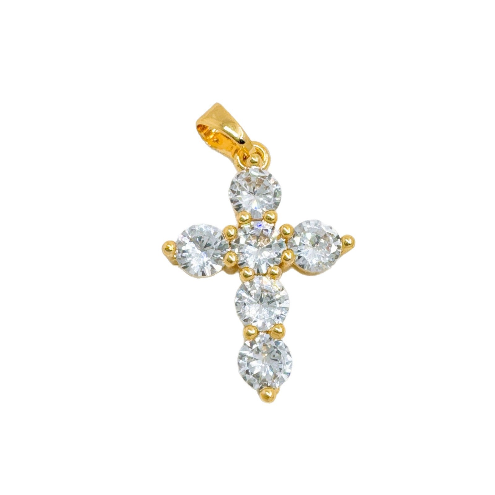Wholesale Copper Gold-Plated Cross Necklace Pendant Full Zircon Boutique Resale Jewelry