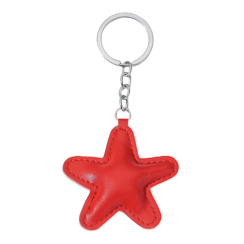 Wholesale Colorful Five-pointed Star Keychain PU Cotton Filled Star Car Keychain