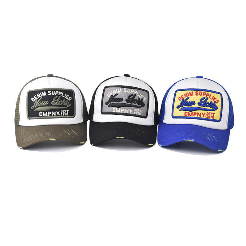 Wholesale New York 3D Embroidered Breathable Mesh Baseball Cap For Outdoor Summer