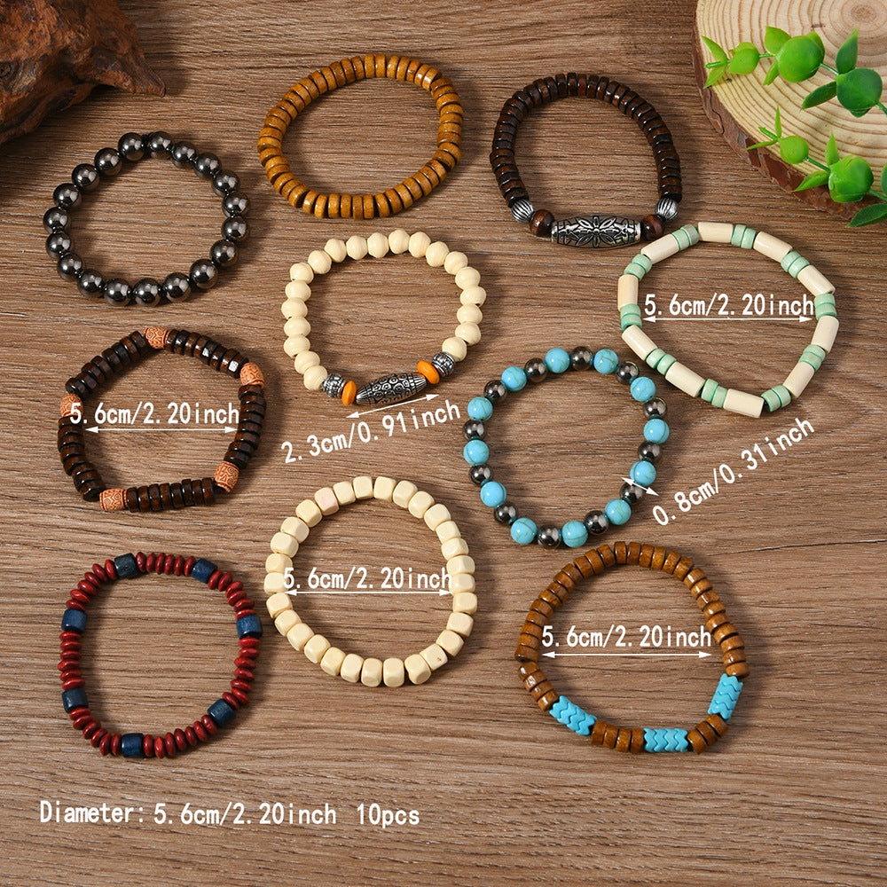 Wholesale Western-style multi-layered wooden bead bracelet