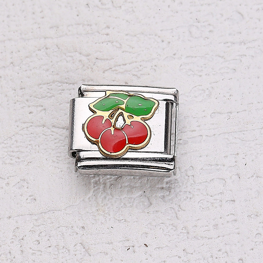 Wholesale 10pcs Italian Charm Bracelet 9mm DIY Splicing Cherry Paper Plane Stainless Steel Composable Bracelet