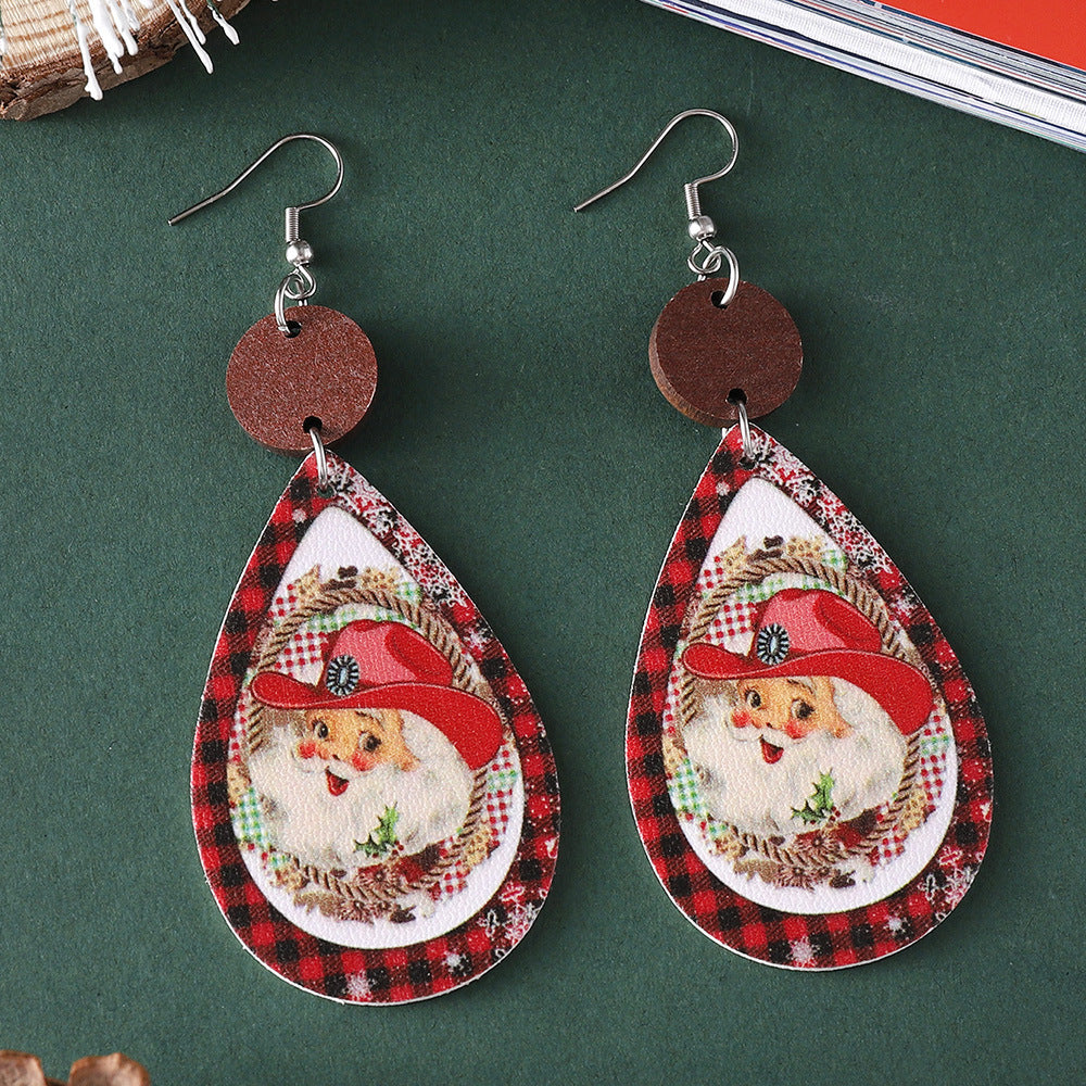 Wholesale Christmas Funny  Plaid ing Pendant Earrings
