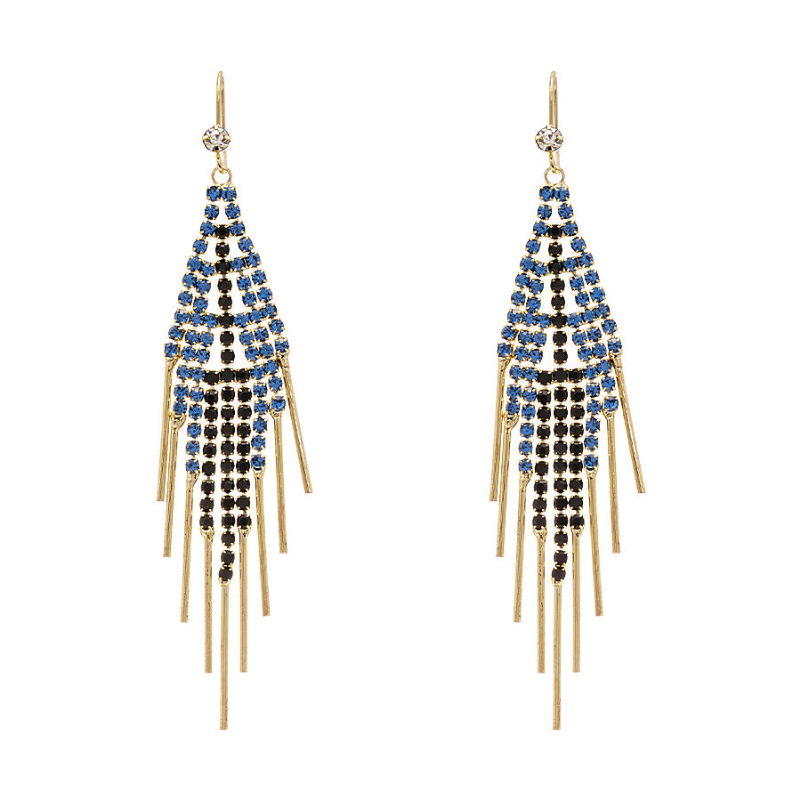 Wholesale Super shiny light luxury diamond geometric tassel ear hooks