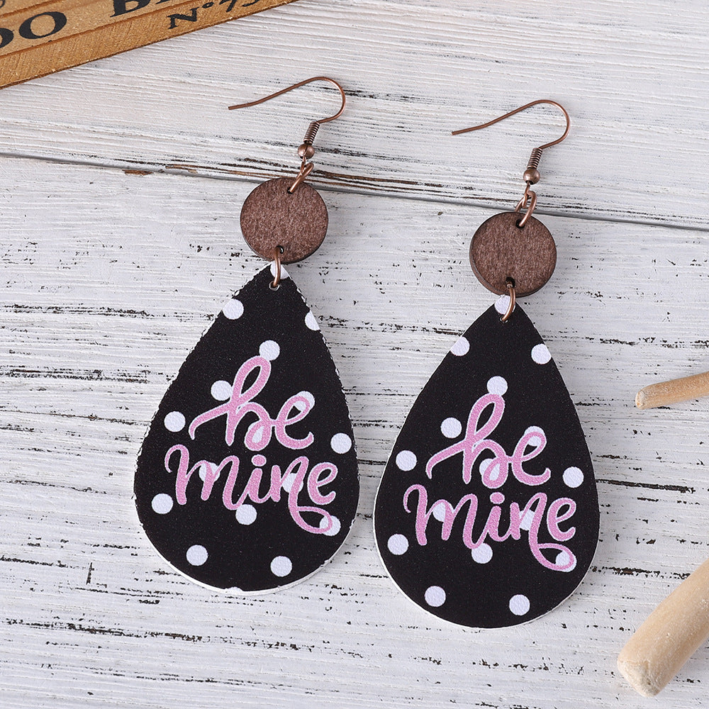 Wholesale Valentine' s Day Leather Heart Earrings