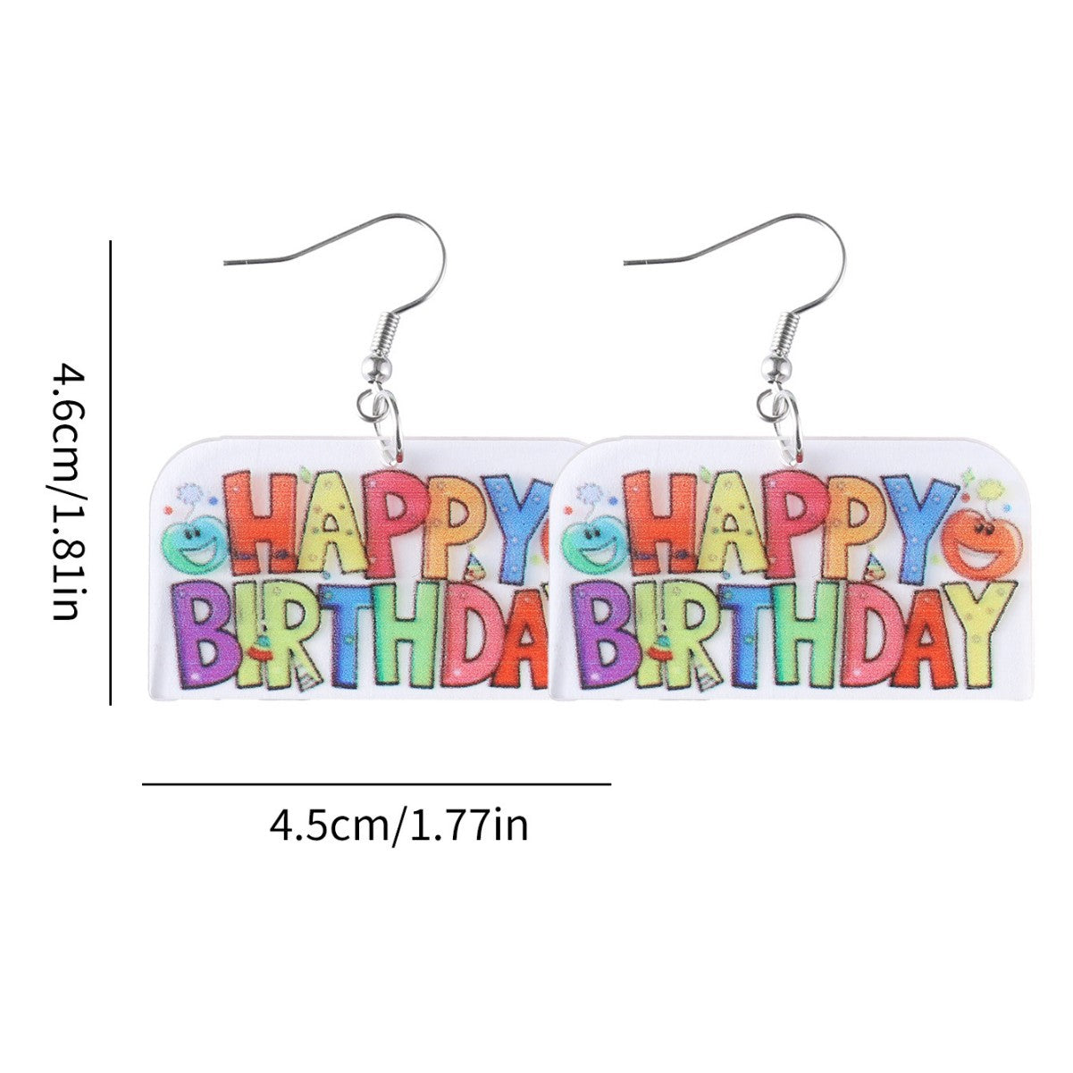Wholesale Birthday party earrings cute Happy Birthday acrylic pendant earrings