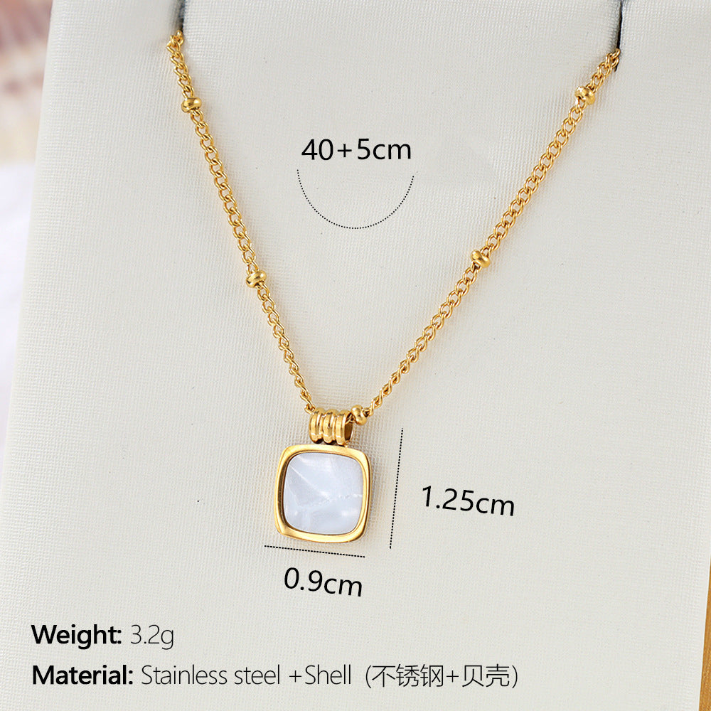 Wholesale Gold-Plated Stainless Steel Heart Pendant Necklace – Geometric Shell Design Fashion Jewelry