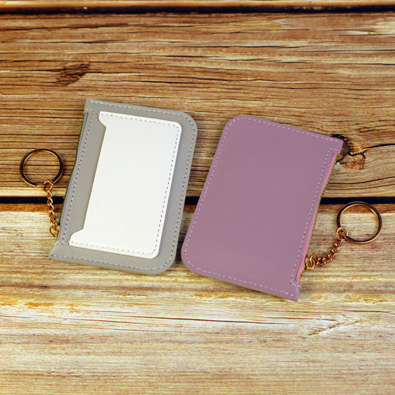 Wholesale Color Block PU Card Holder Coin Purse Trendy Everyday Fashion Accessory Gift