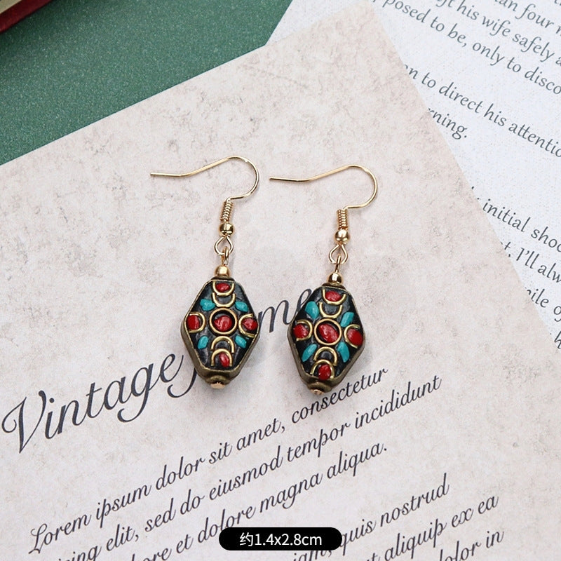 Wholesale Retro Nepal Style Handmade Dangle Earrings,  Trendy Fashion Accessory for Party or Everyday Wear