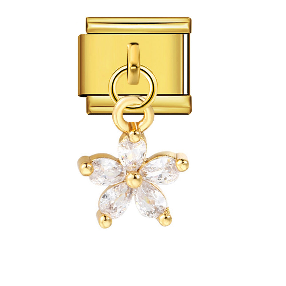 Wholesale Italian Charm Bracelet 9mm DIY Flower pendant Creative Stainless Steel Composable Bracelet