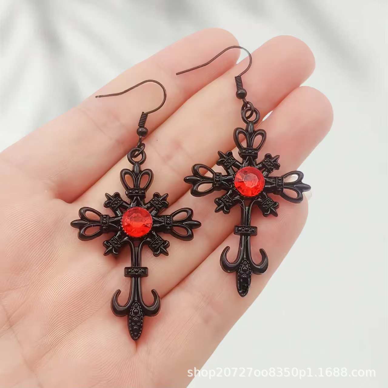 Wholesale Alloy Electroplating Gothic Skull Bat Cross Earrings Trendy Jewelry Accessory for Resale