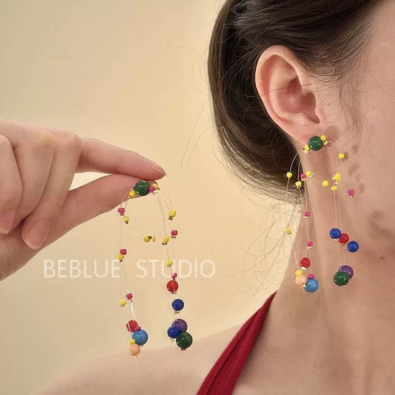 Wholesale Blue Retro Glaze Rose Flower Zircon Earrings