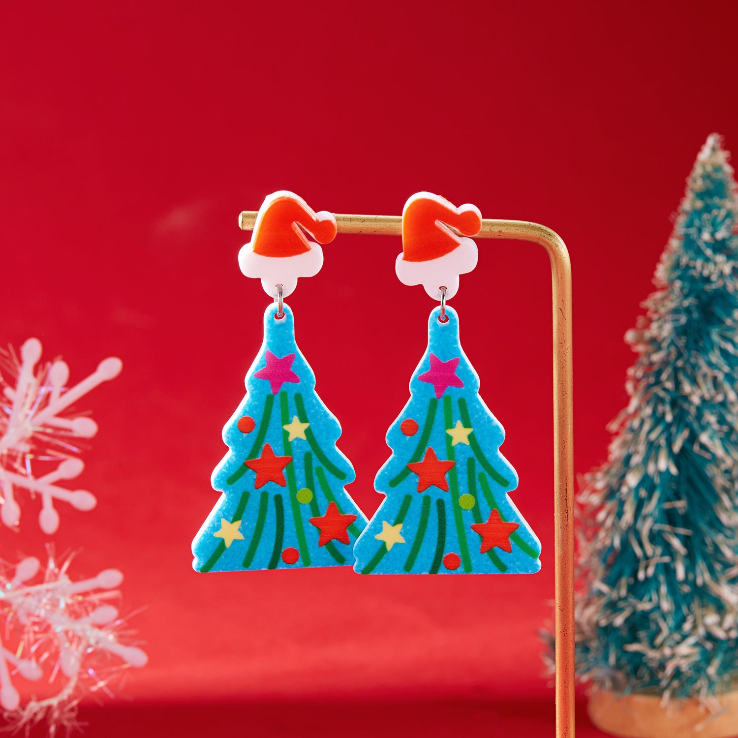 Wholesale Christmas Tree Santa Hat Christmas Tree Earrings ACC-ES-YingHao010