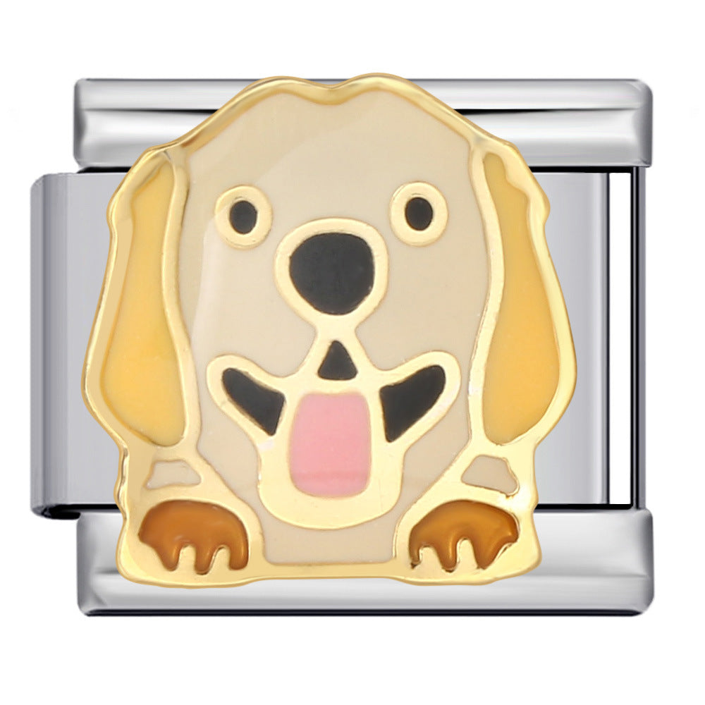 Wholesale  Italian Charm Bracelet 9mm DIY gold and silver pet dog series  Creative Stainless Steel Composable Bracelet