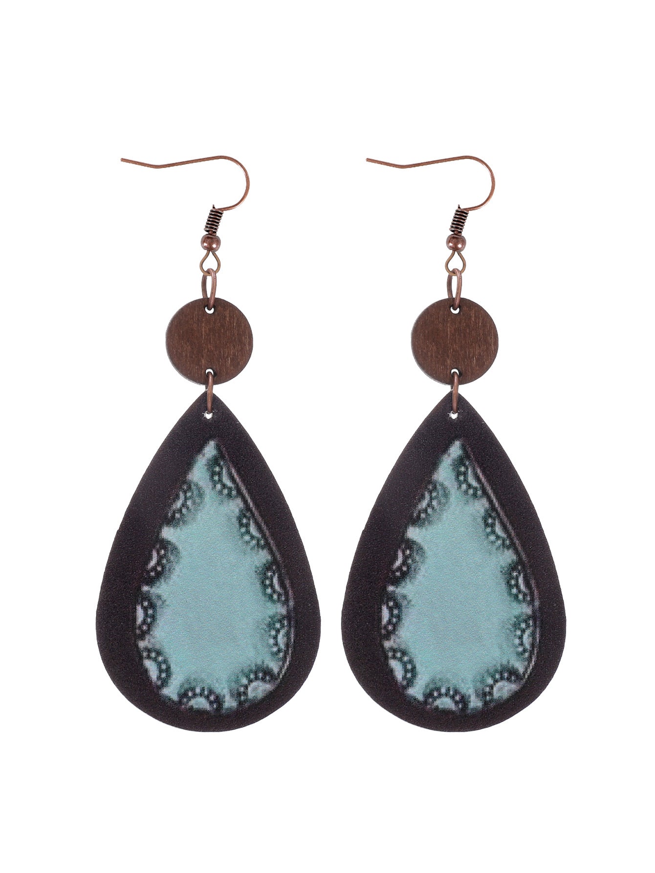 Wholesale  Irregular Graphic Cactus Pattern Leather Earrings