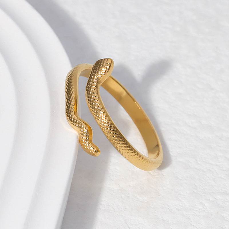 Wholesale Snake Design Adjustable Stainless Steel Ring Unisex Everyday Jewelry Fashion Accessory Gift