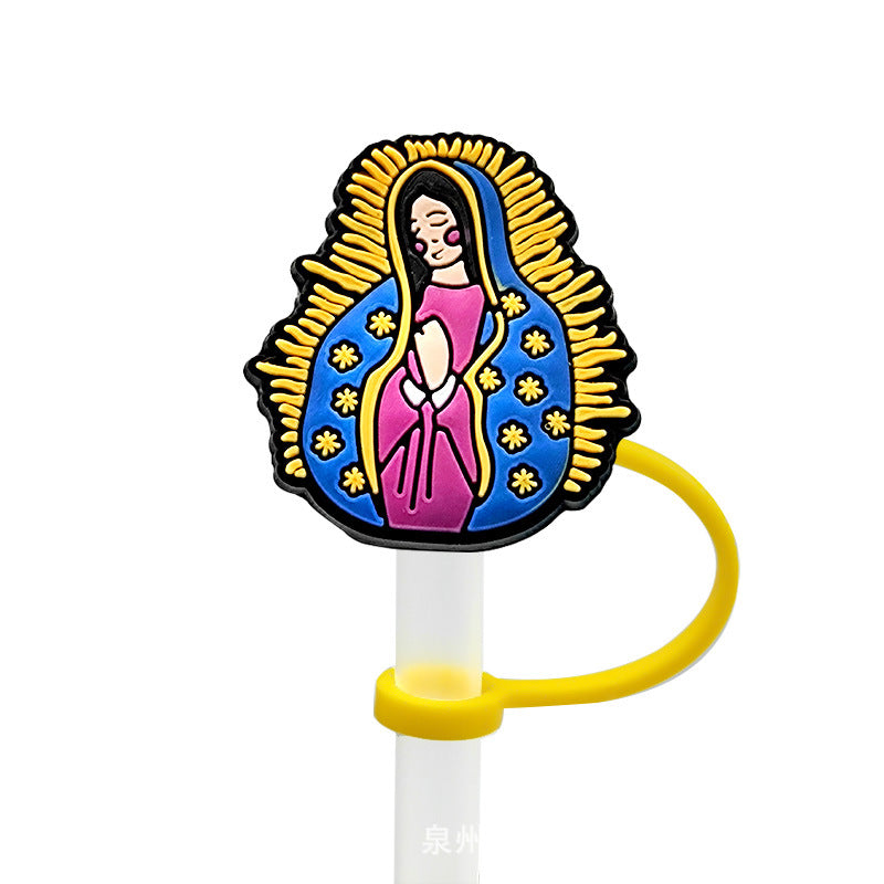 Wholesale 10pcs 7-8mm God Cross Silicone Dustproof Straw Stoppers Straw Tube Cap