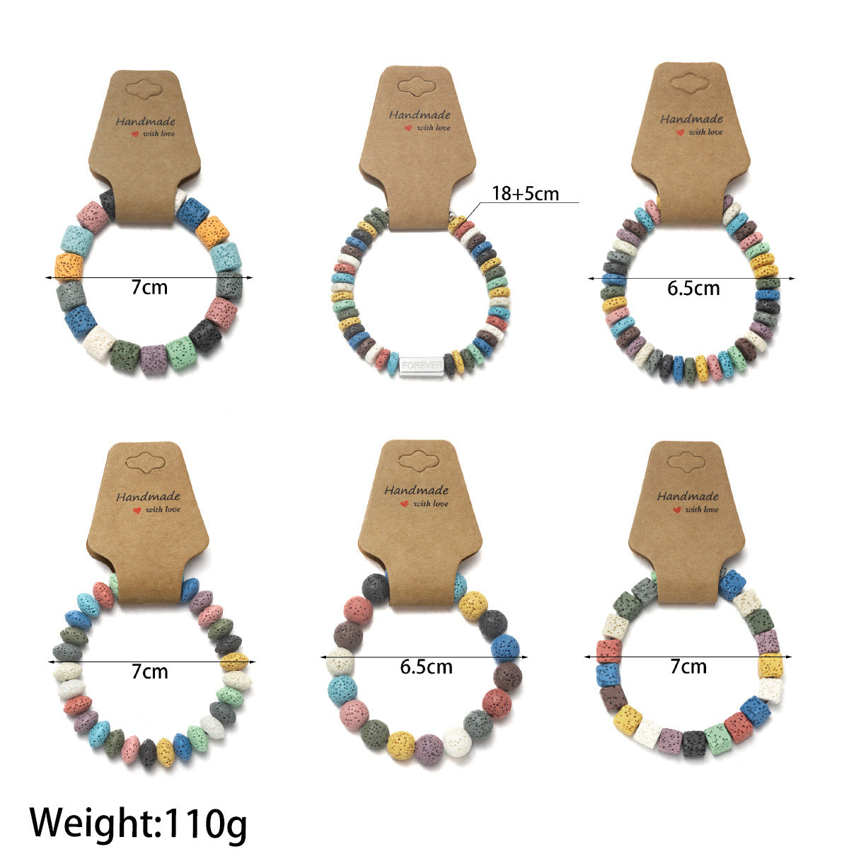 Wholesale volcanic stone beaded kraft paper elastic  bracelet
