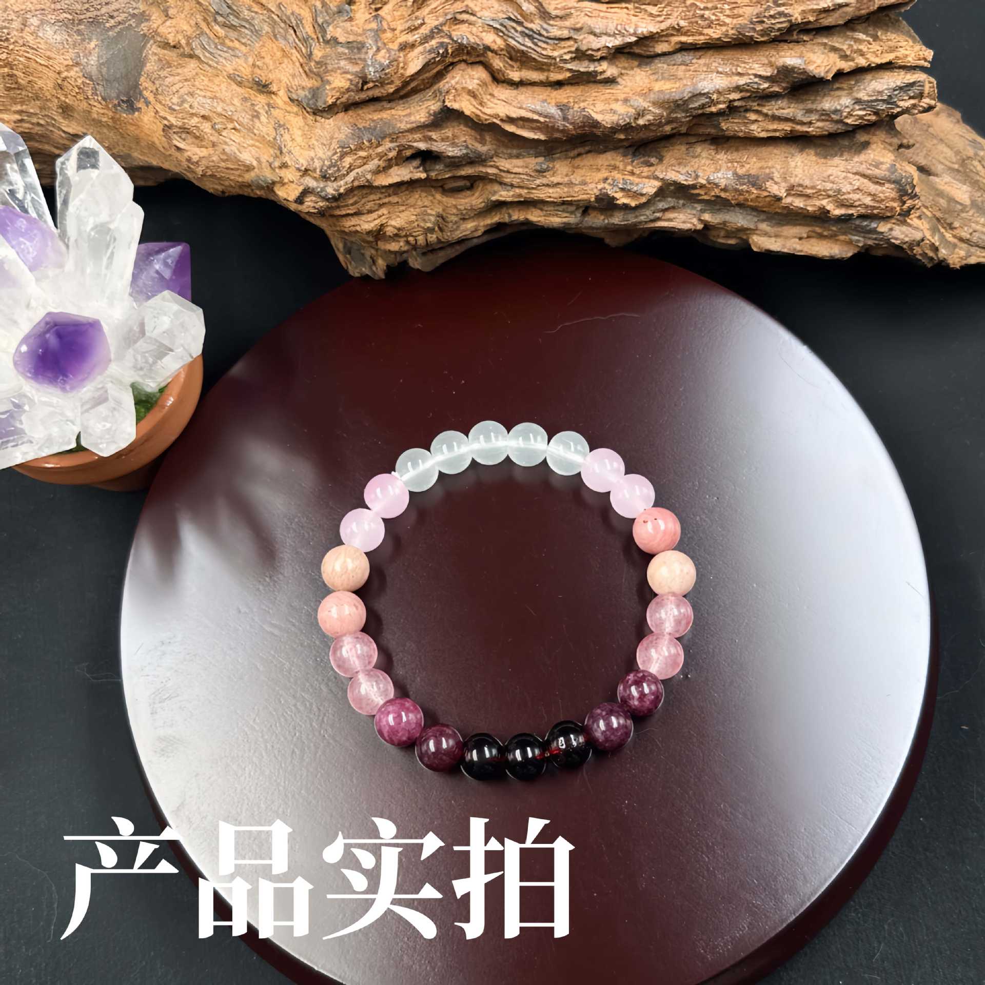 Wholesale Natural Garnet Strawberry Crystal Red Wood Bracelet