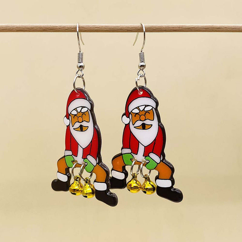 Wholesale Christmas  Santa bell acrylic earrings