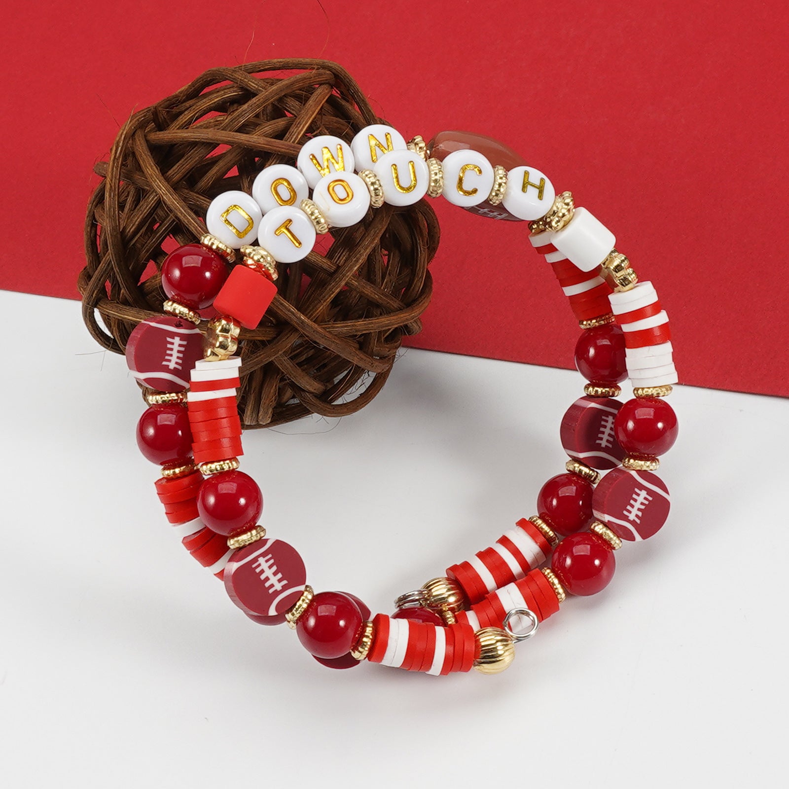Wholesale Match Day Sports Bracelet Wrapped Soft y Beaded Elastic Bracelet Bracelet for Mom