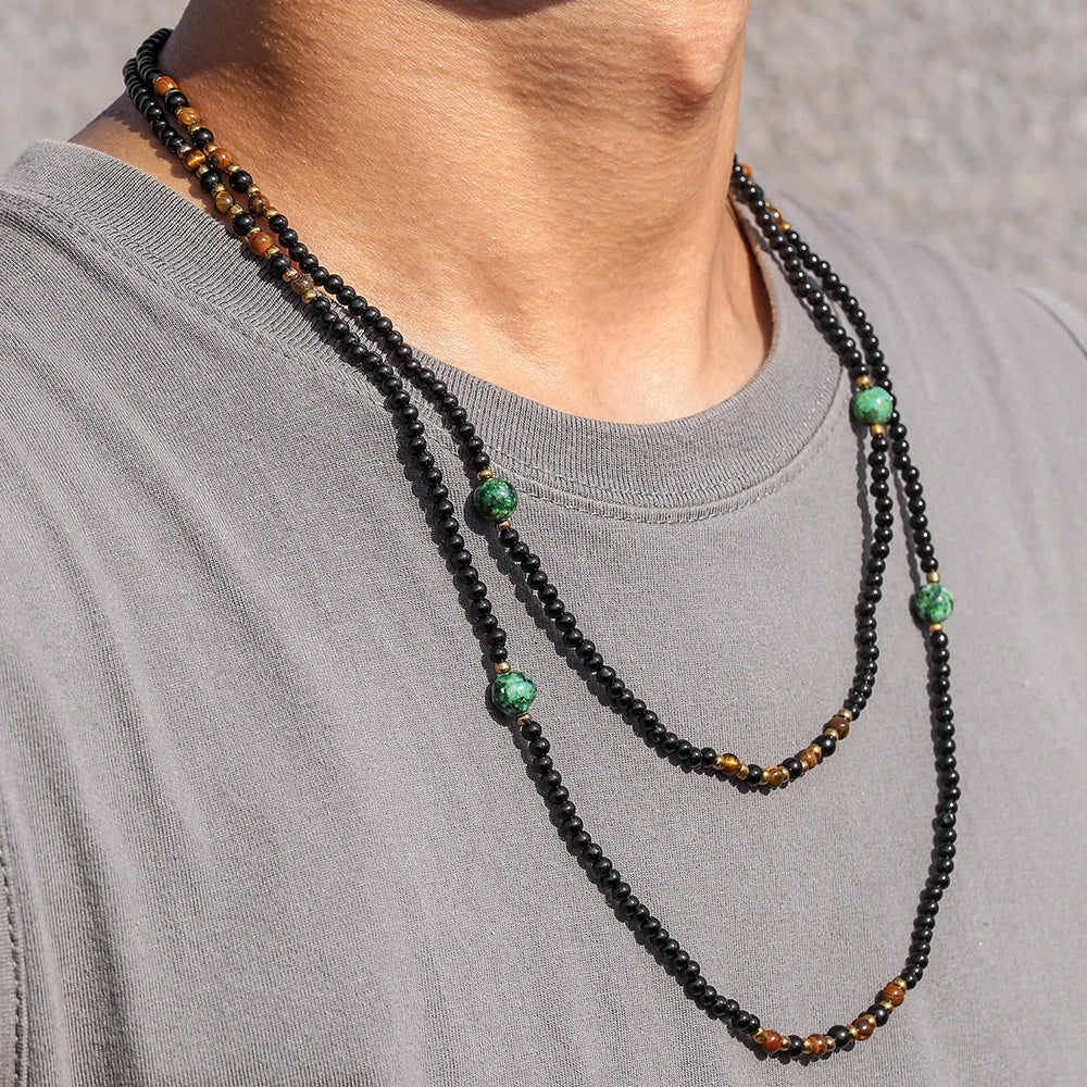 Wholesale Beaded Multi-Layer Turquoise Men' s Necklace Retro Hand-Woven Style