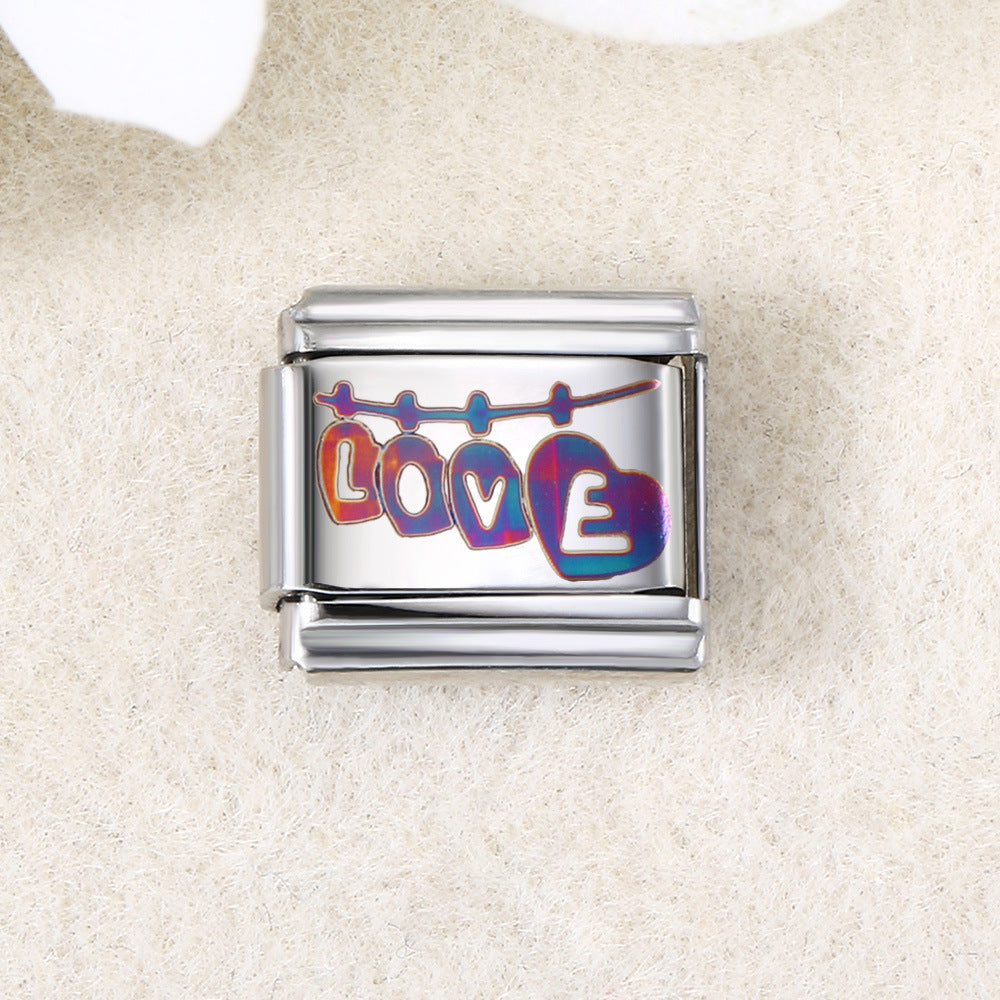 Wholesale  Italian Charm Bracelet 9mm DIY UV laser Creative Stainless Steel Composable Bracelet