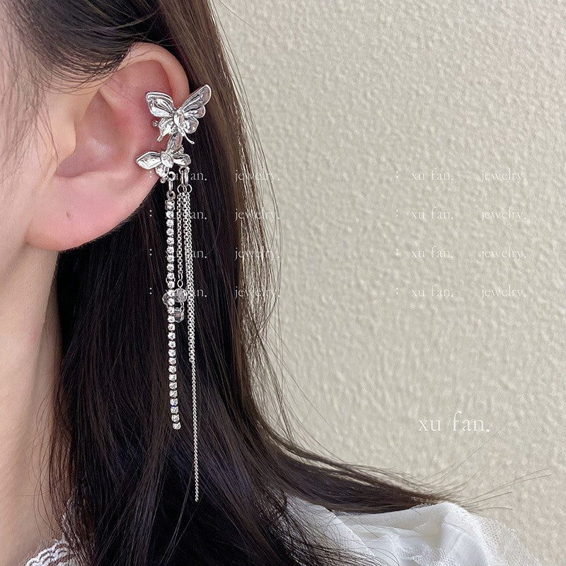 Wholesale  butterfly tassel ear clip  flower earrings