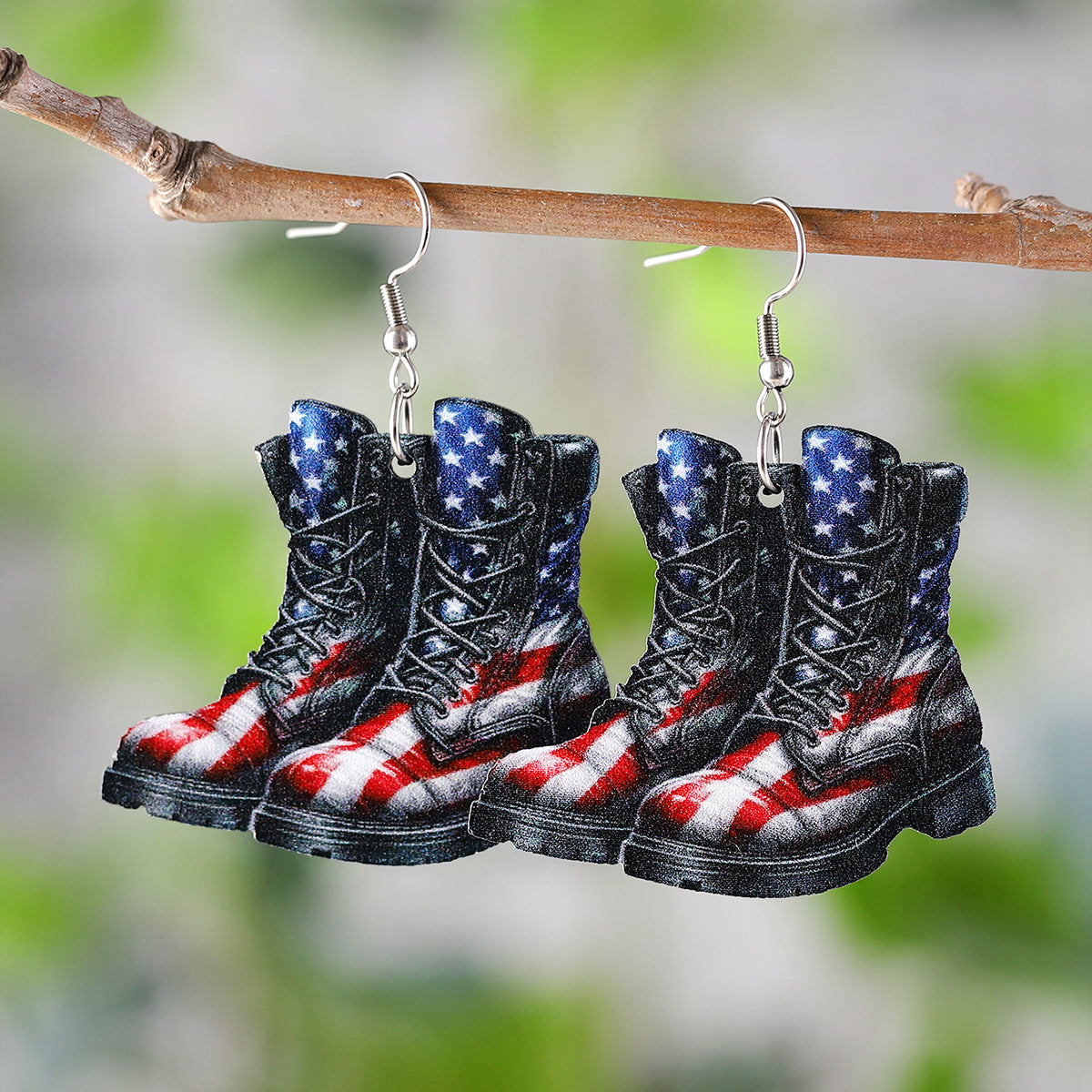 Wholesale  Red White Blue American Flag Cross Bow Pendant Earrings