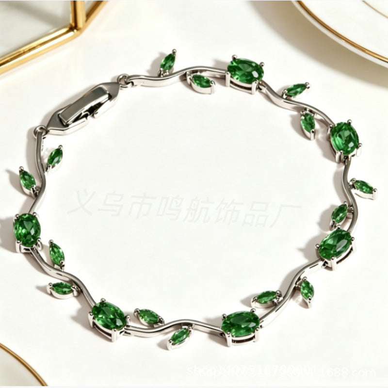 Wholesale Trendy Leaf Design Rhinestone Bracelet,  Fashion Accessory for Everyday Wear or Boutique Resale