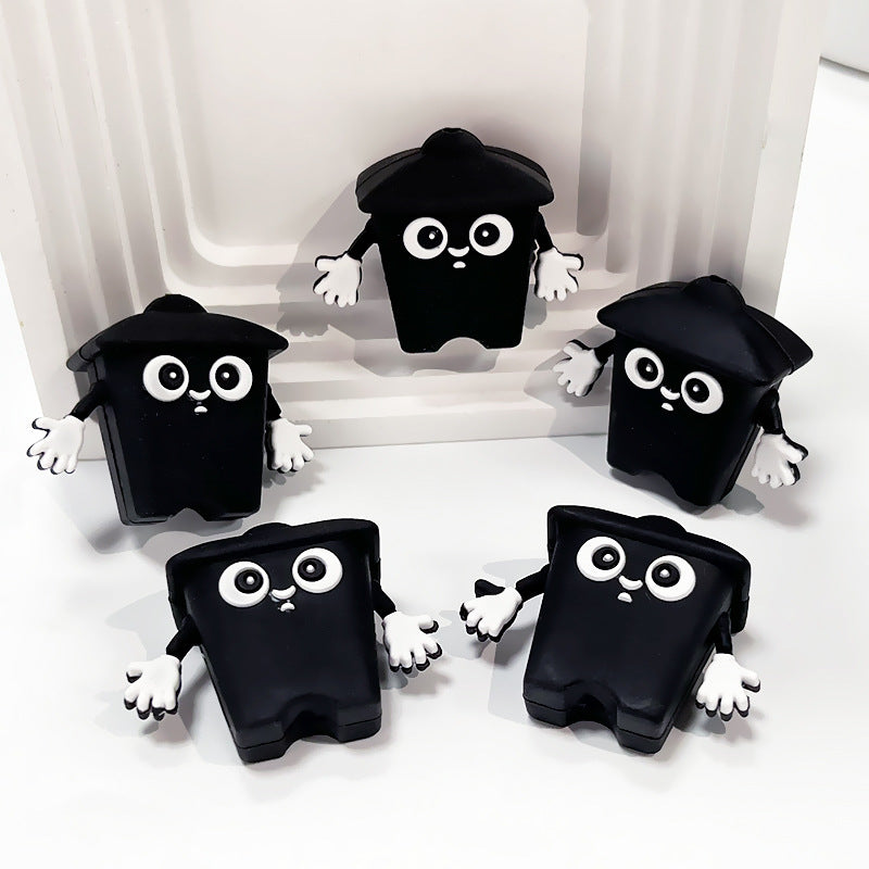 Wholesale Random 100pcs Cartoon Small Trash Can PVC Soft Glue Focal Beads DIY Beaded Pen Accessories