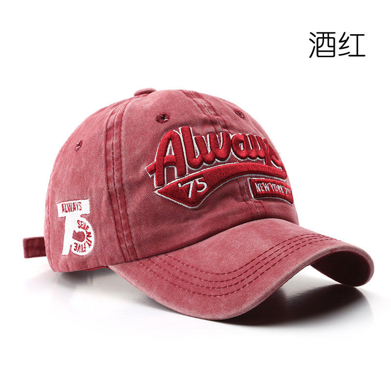 Wholesale Washed Distressed Letter Embroidered Peaked Cap Visor Baseball Cap Hat ACC-HT-TuLa002
