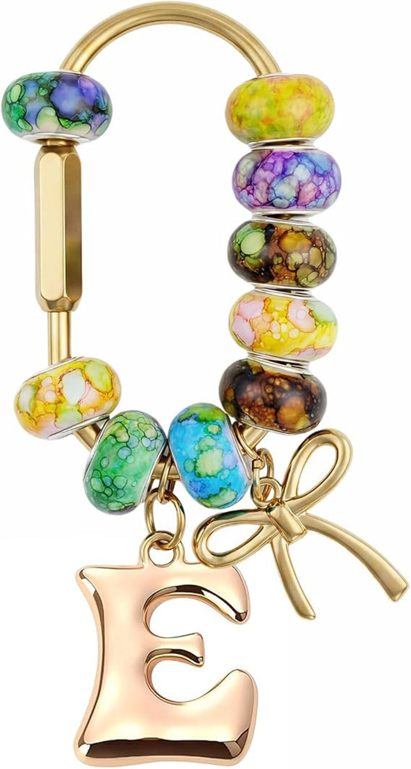 Wholesale Acrylic Colorful Beaded Letter Keychain Cute Bag Charm And Phone Pendant Trendy Car Key Accessory Boutique Resale Gift