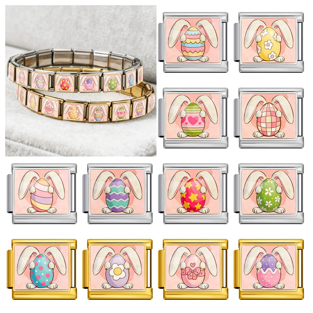 Wholesale Easter Egg Design Stainless Steel Bracelet,  Fashion Accessory for Boutique Resale