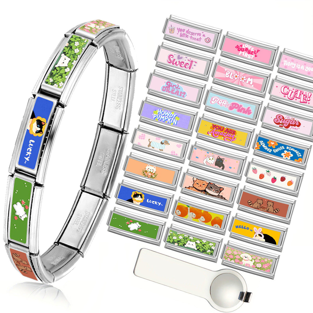 Wholesale Stainless Steel Elastic Couple Bracelet with UV Print,  Italian Design Fashion Accessory for Resale