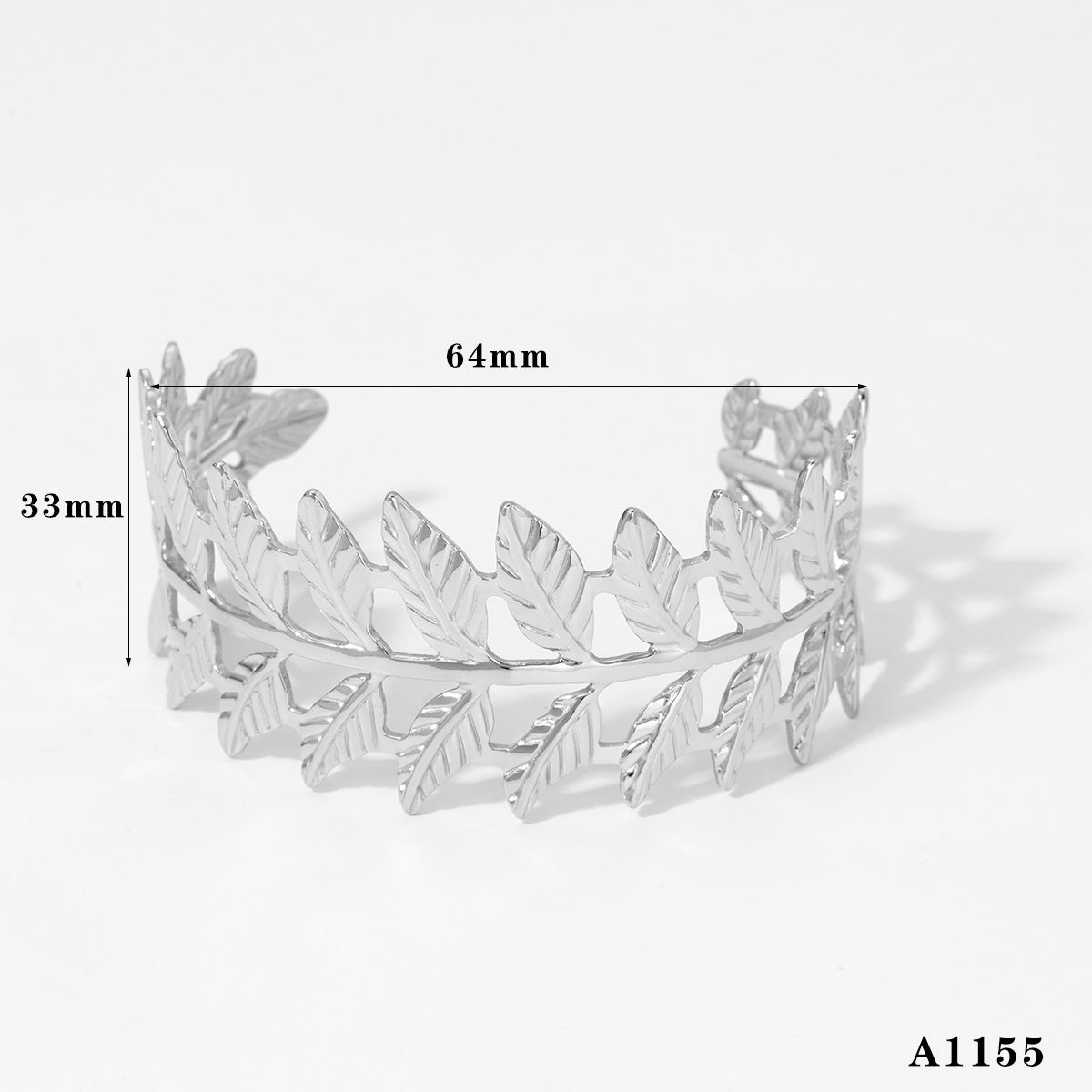 Wholesale  Leaf Bracelet suit Stainless Steel Metallic Wide-sided Hollow Ginkgo Leaf Elegant Bracele