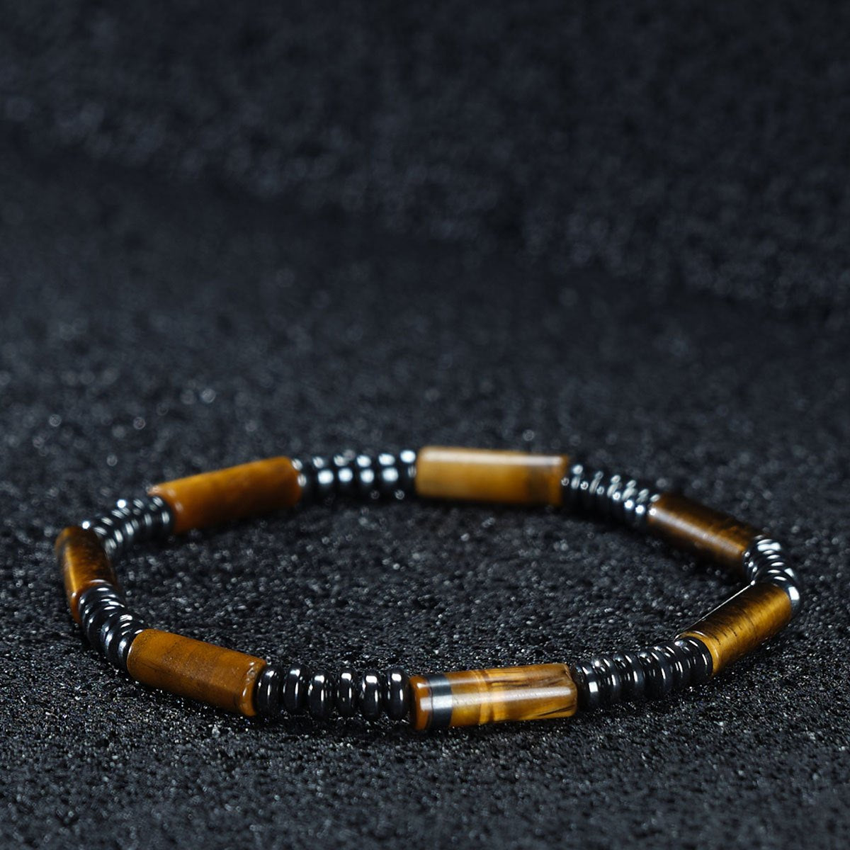 Wholesale Natural Stone Tiger Eye and Hematite Beaded Bracelet,  Handmade Fashion Accessory for Everyday Wear