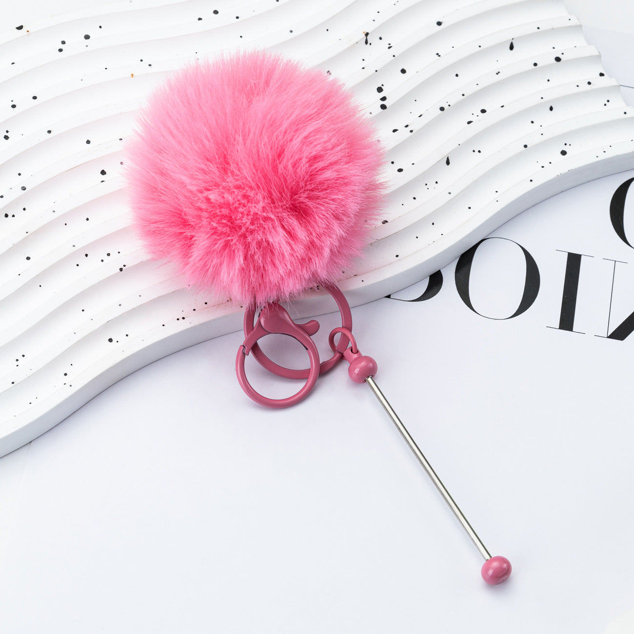 Wholesale DIY Beadable Plush Ball Keychain