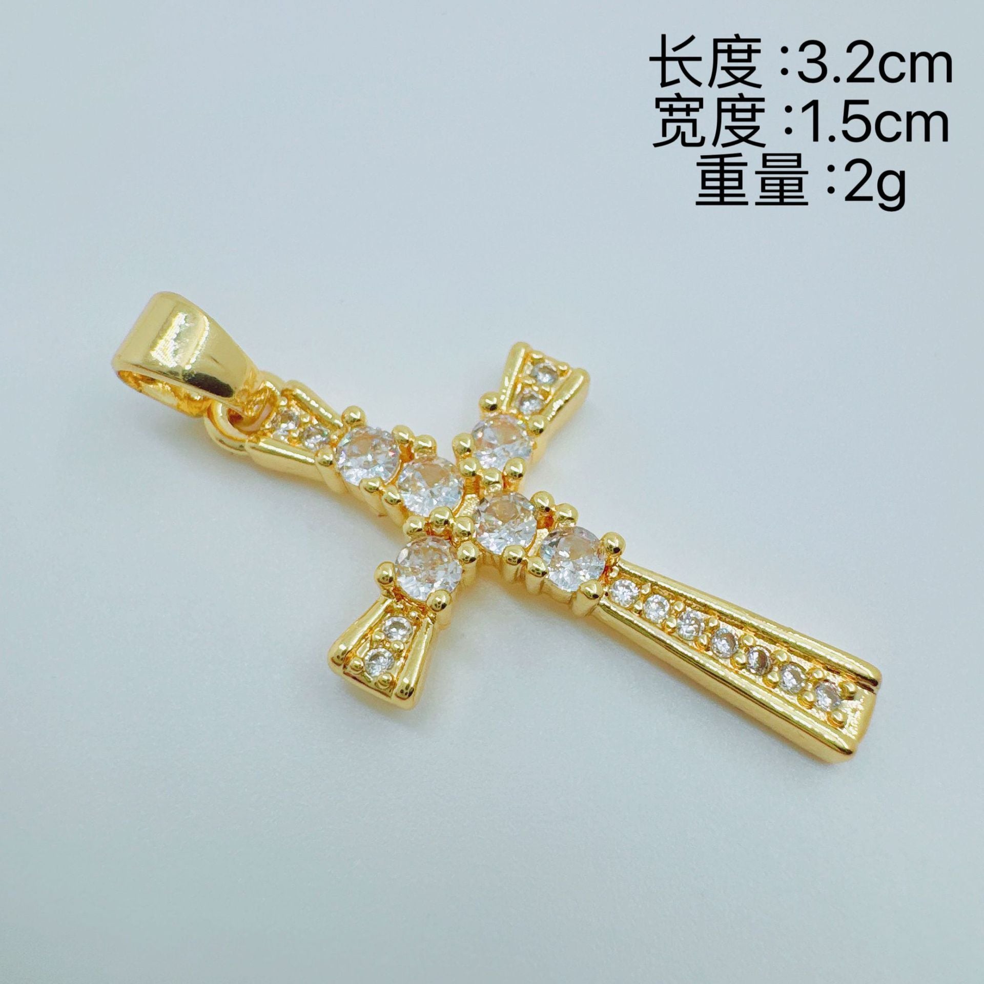 Wholesale Light Luxury Design Copper Gold Plated Micro Inlaid Zircon Cross Necklace