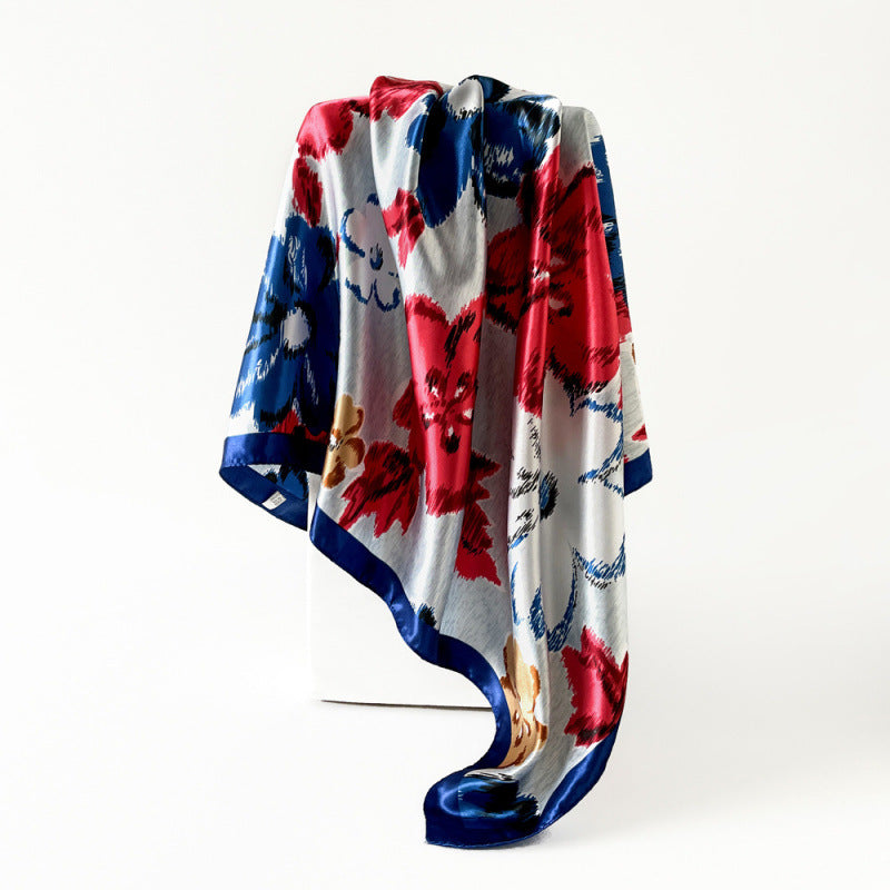 Wholesale 90cm satin printed large square silk scarf