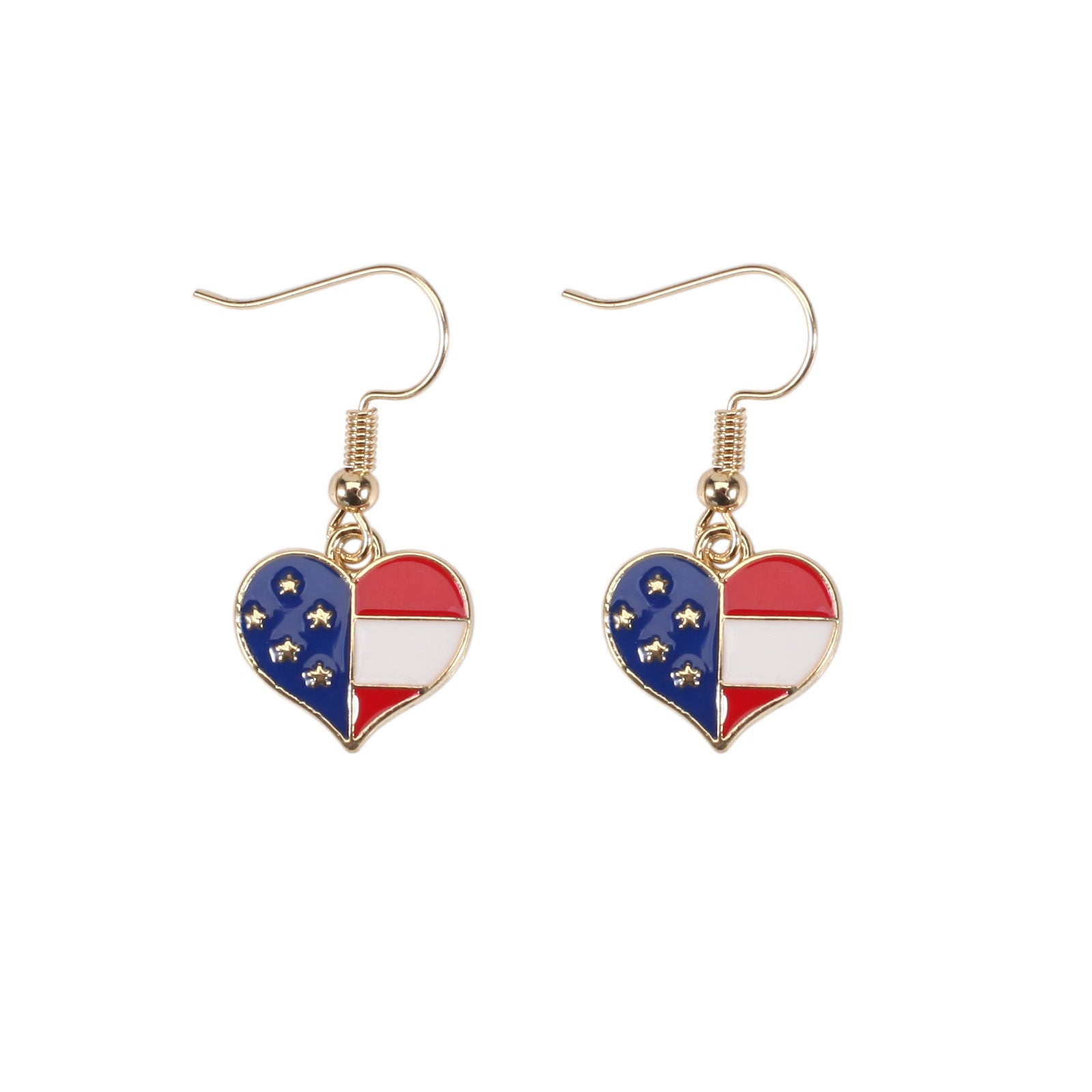 Wholesale American Flag Pattern Independence Day Earrings Five-pointed Star Red White and Blue Jewelry ACC-ES-XinY001
