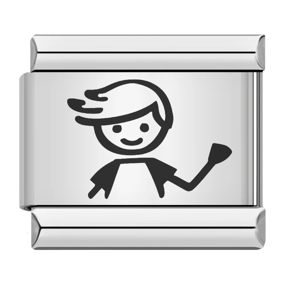 Wholesale 9mm Italian Charm Starter Bracelets DIY square Single Section Creative Stainless Steel Composable Bracelet