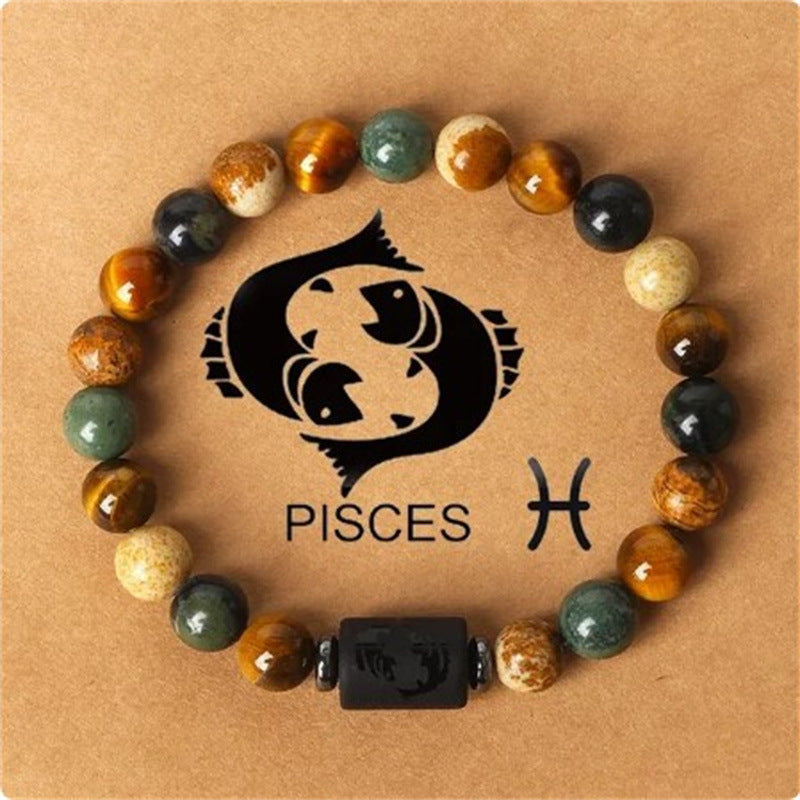 Wholesale Twelve Zodiac Signs Natural Stone Bracelet Handmade Beaded Bracelet ACC-BT-Yunh003
