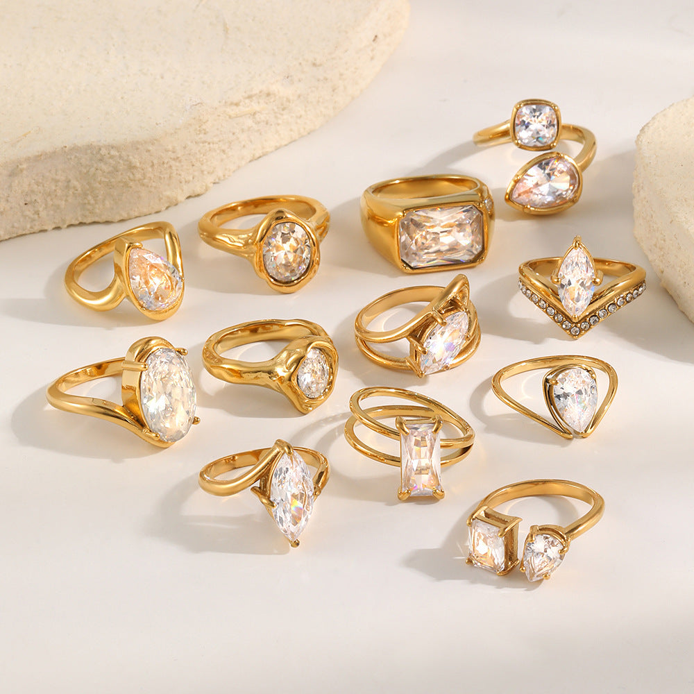 Wholesale Teardrop Marquise Ring,  Stainless Steel Gold Plated Fashion Accessory for Boutique Resale