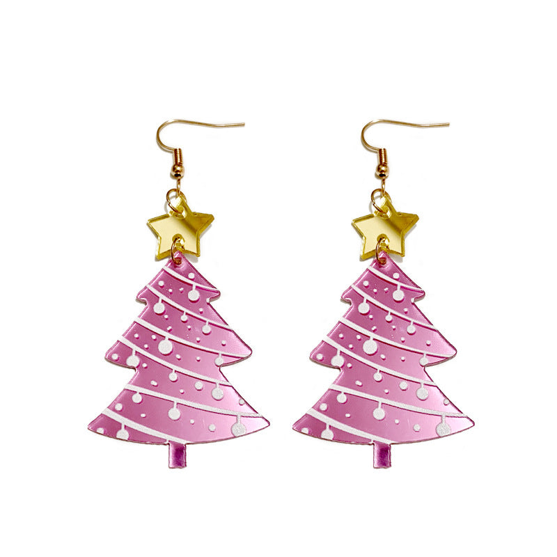 Wholesale Fashion Acrylic Christmas Tree Earrings Snowflake Leaf Design Party Jewelry Accessory Boutique Resale
