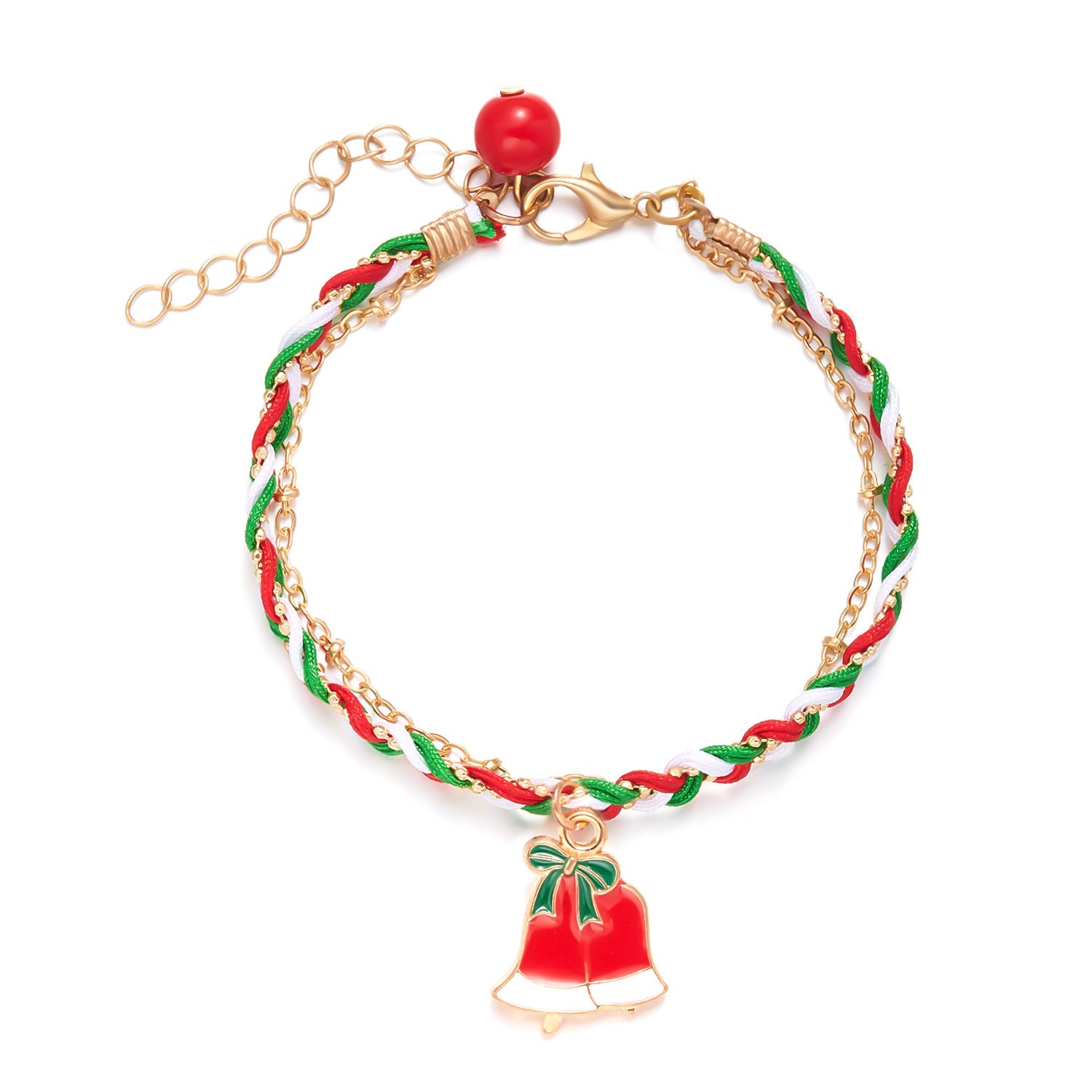 Wholesale  Christmas dripping oil  round beads twist woven three-layer pendant bracelet