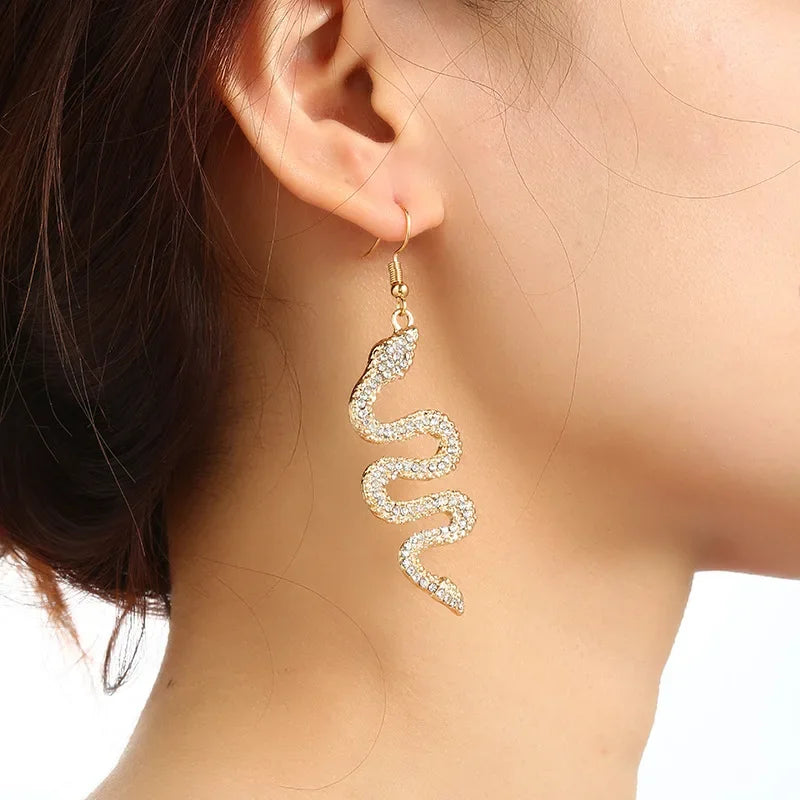 Wholesale Unique Snake Shaped Diamond Studded Earrings
