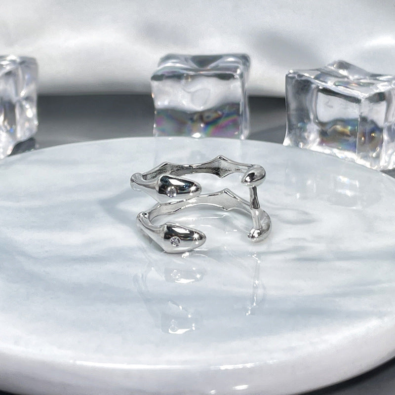 Wholesale Irregular special-shaped texture pleated open ring