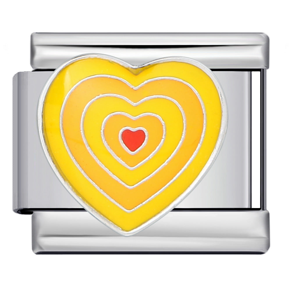 Wholesale Italian Charm Bracelet 9mm DIY Splicing Removable Colored Heart Stainless Steel Composable Bracelet