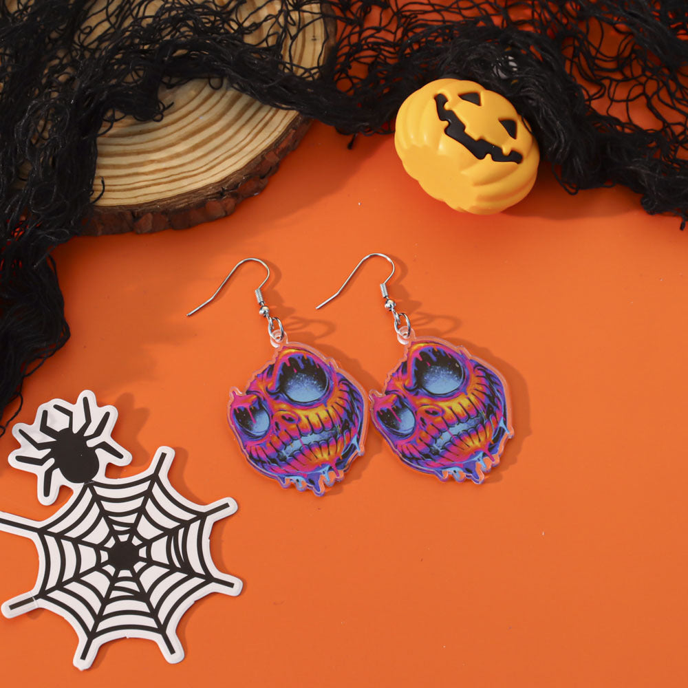 Wholesale  Acrylic Pumpkin Lantern Bat Earrings